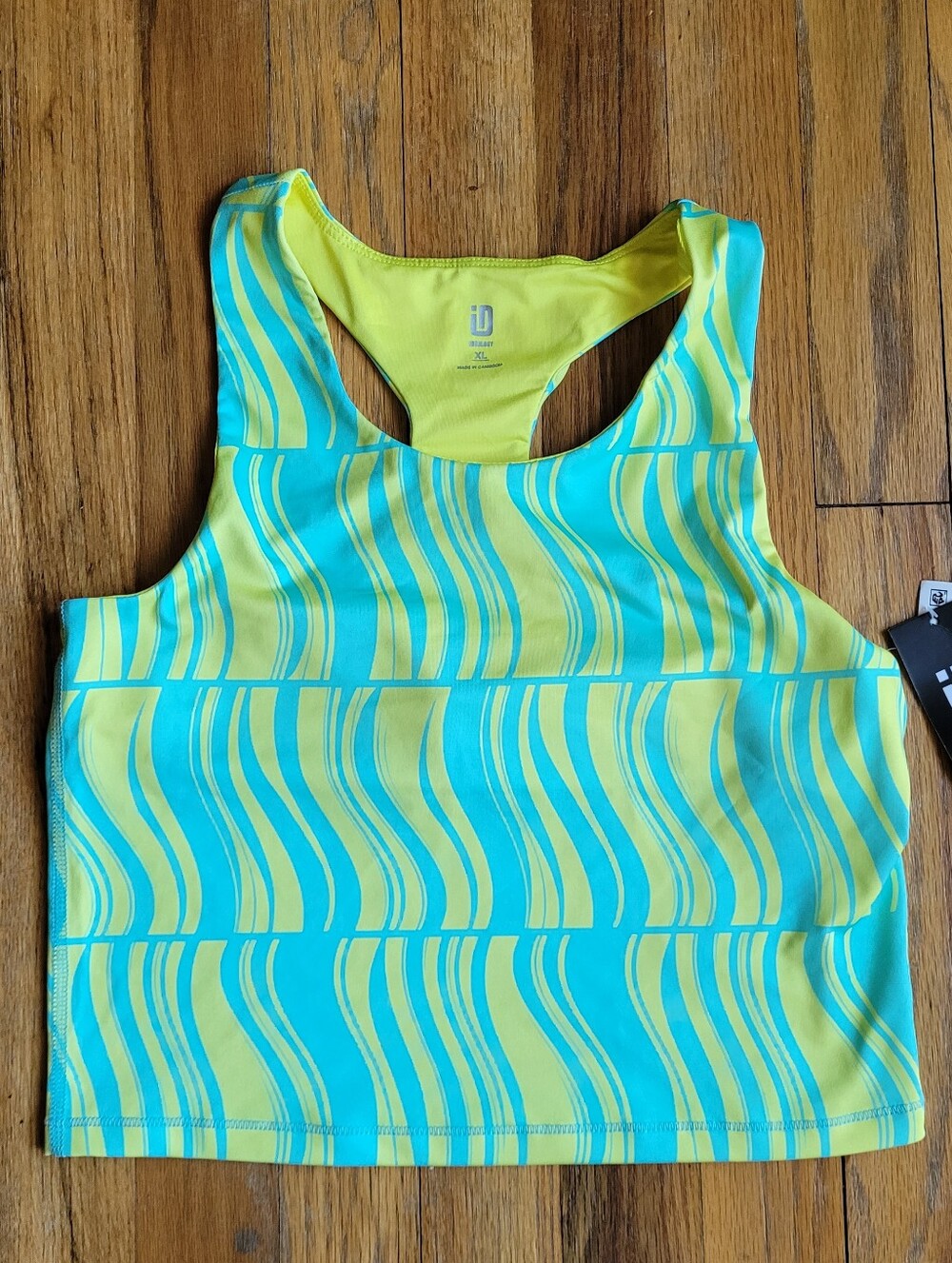 Ideology Active Kids Girls Yellow & Teal Wave-Print Active Top Size XL